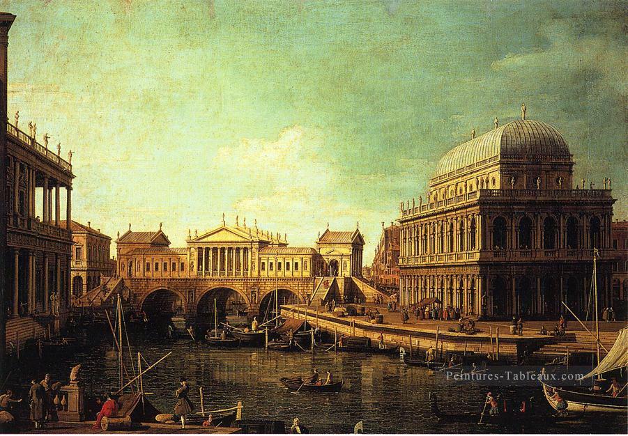 Basilique de Vecenza et le Ponte de Rialto Canaletto Peintures à l'huile
